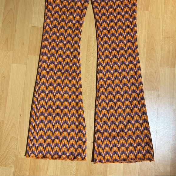 NWT Zara Stradivarius Knit Flare Chevron Pant Large Boho Hippie - Picture 14 of 14